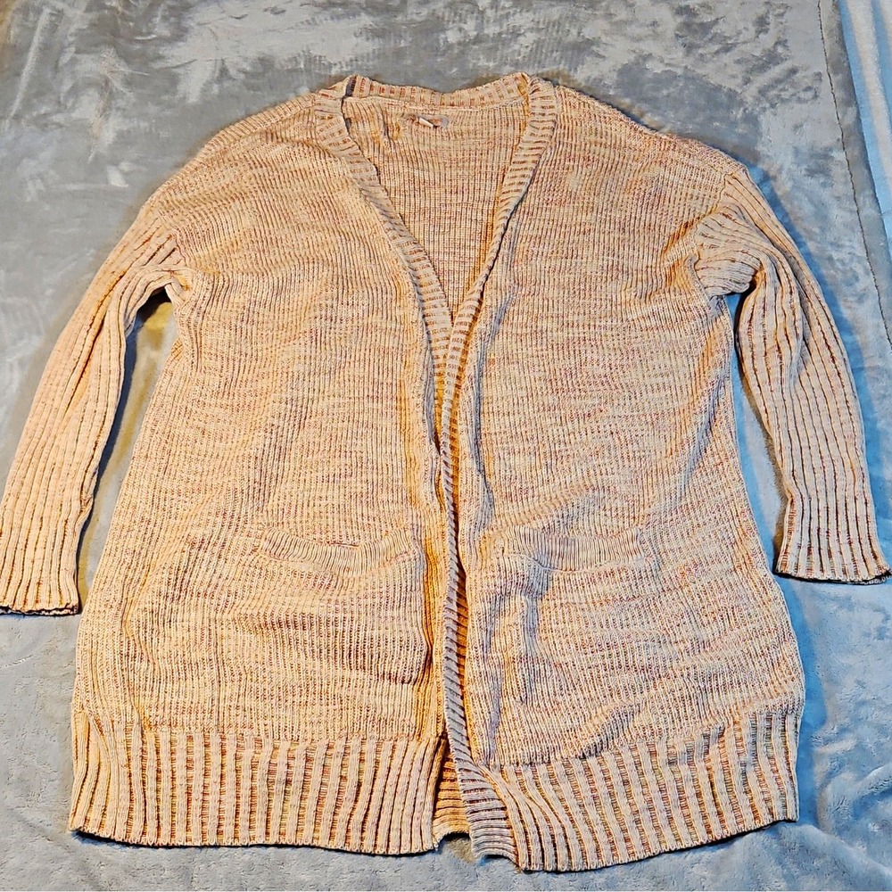 Knox Rose Heathered Knit Open Cardigan Sweater V-Neck 3/4 Sleeve 2XL